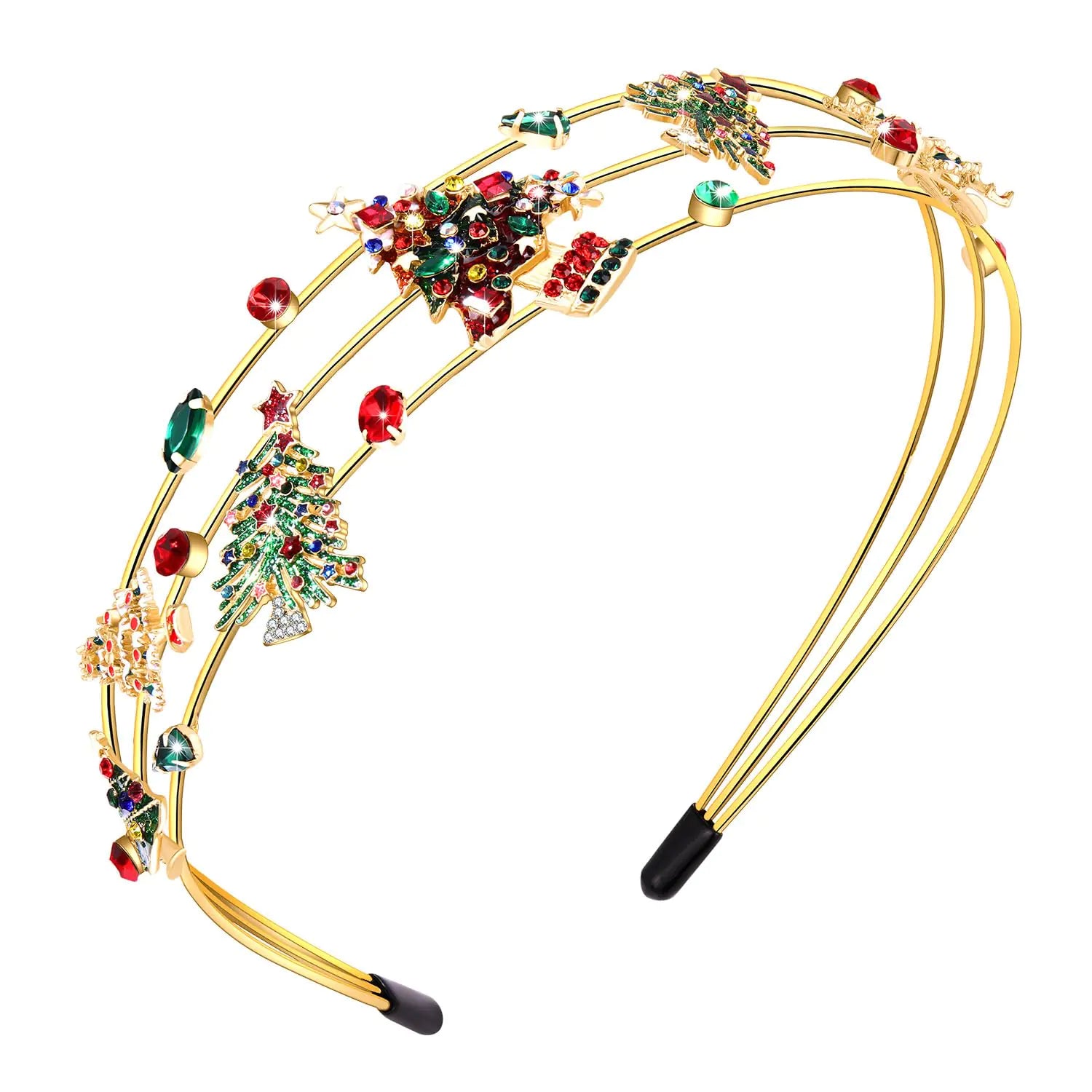 Rhinestone Tree Headband for Holiday Elegance