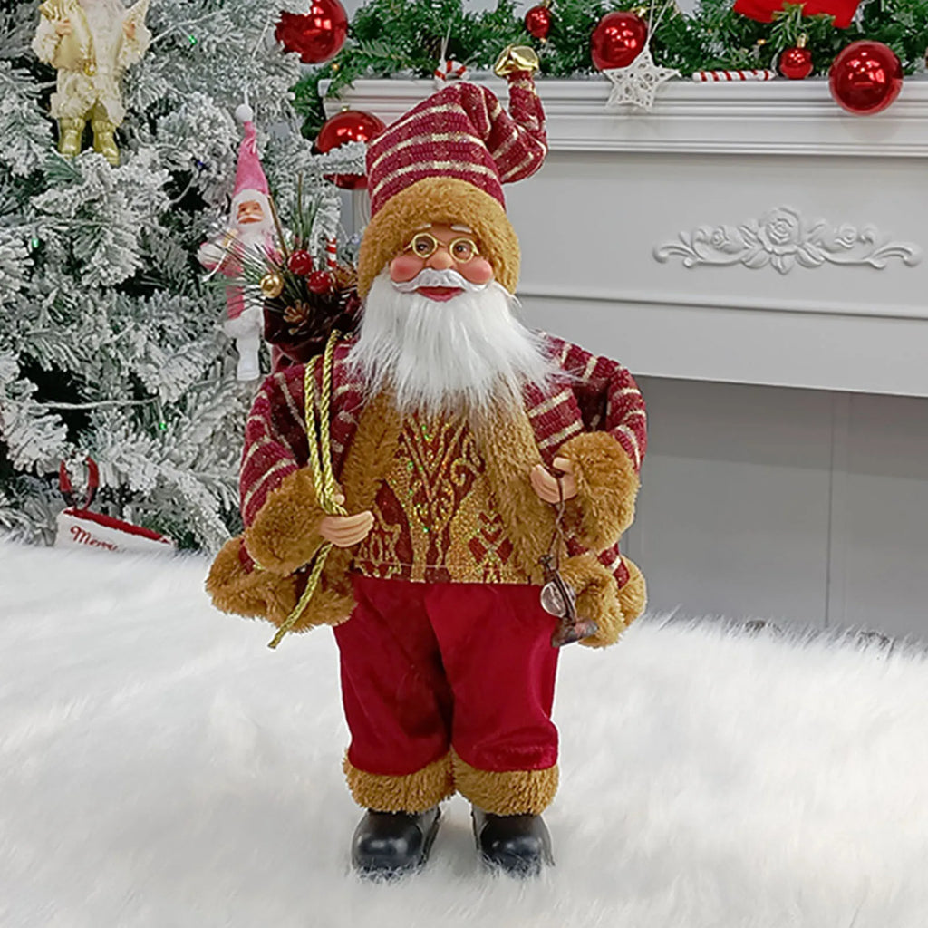 12inch Christmas Santa Claus Figurines Doll - Cute Sitting & Standing Xmas Tree Ornament for Party Table Office Fireplace Home Decor
