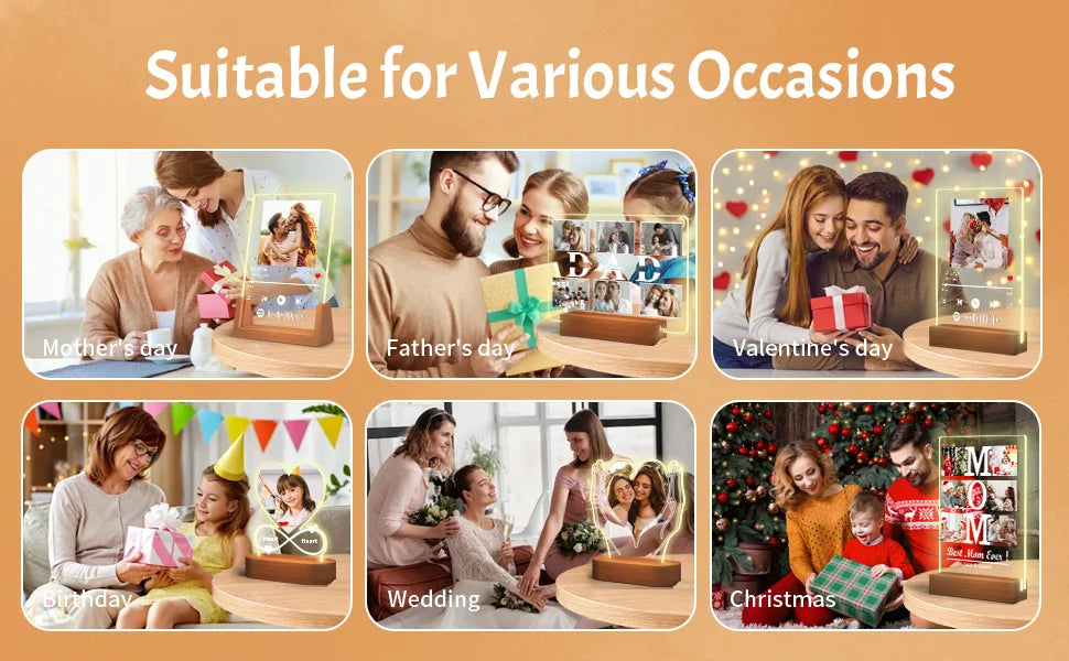 Personalised Acrylic Spotify Music Photo Plaque LED Night Light Custom