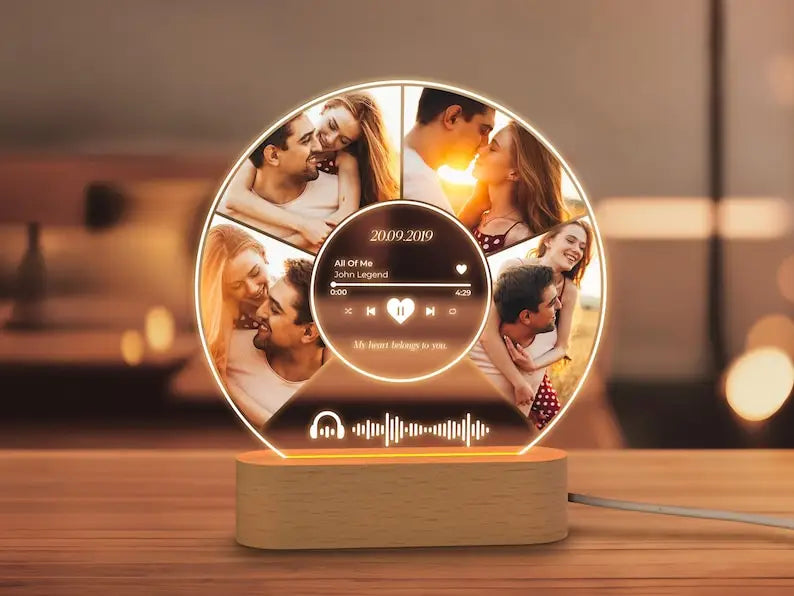 Personalised Acrylic Spotify Music Photo Plaque LED Night Light Custom