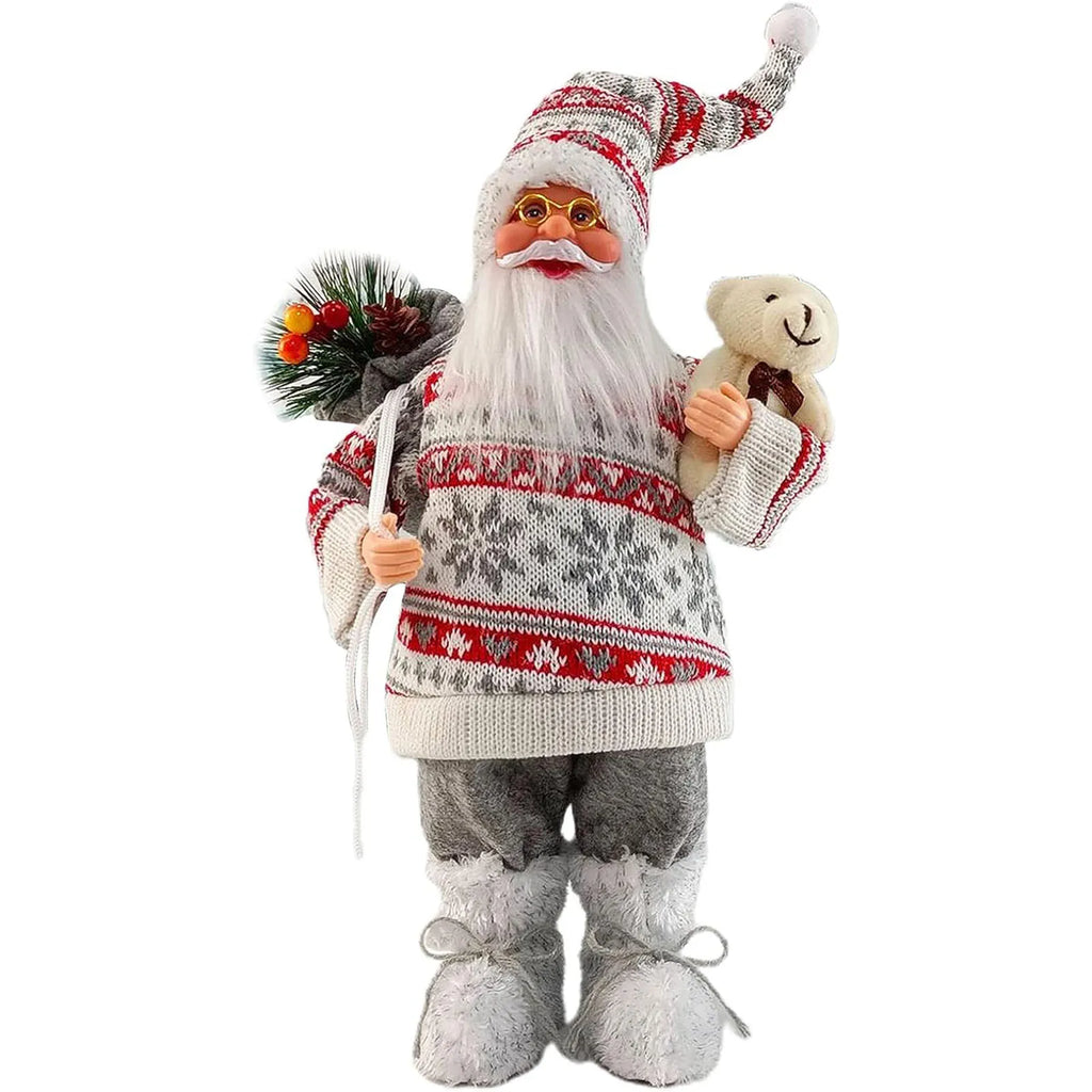 12inch Christmas Santa Claus Figurines Doll - Cute Sitting & Standing Xmas Tree Ornament for Party Table Office Fireplace Home Decor