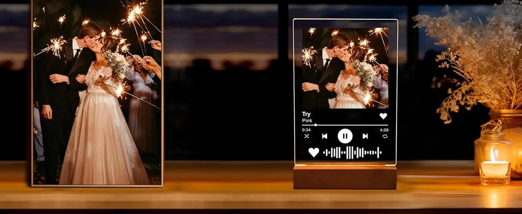 Personalised Acrylic Spotify Music Photo Plaque LED Night Light Custom