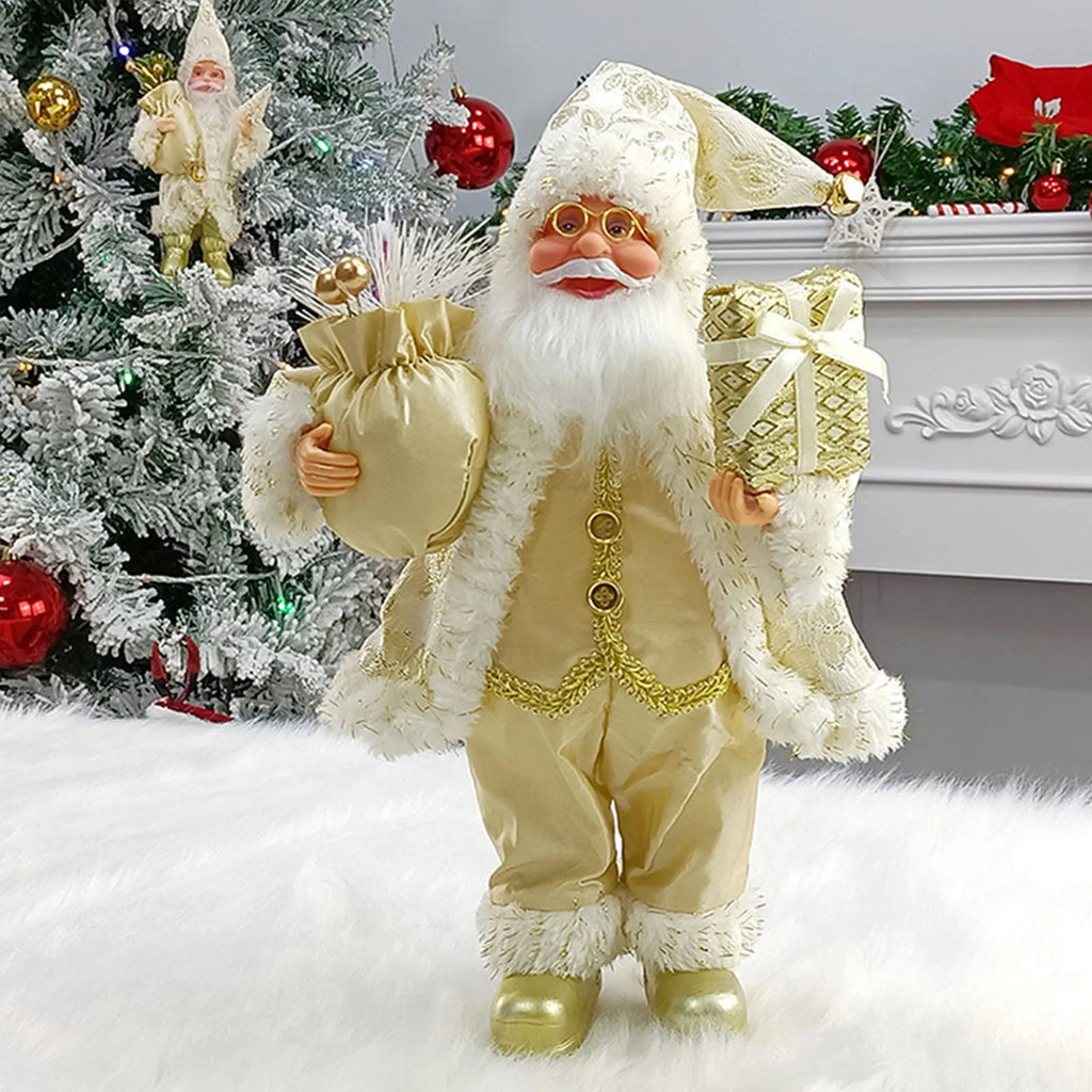 12inch Christmas Santa Claus Figurines Doll - Cute Sitting & Standing Xmas Tree Ornament for Party Table Office Fireplace Home Decor