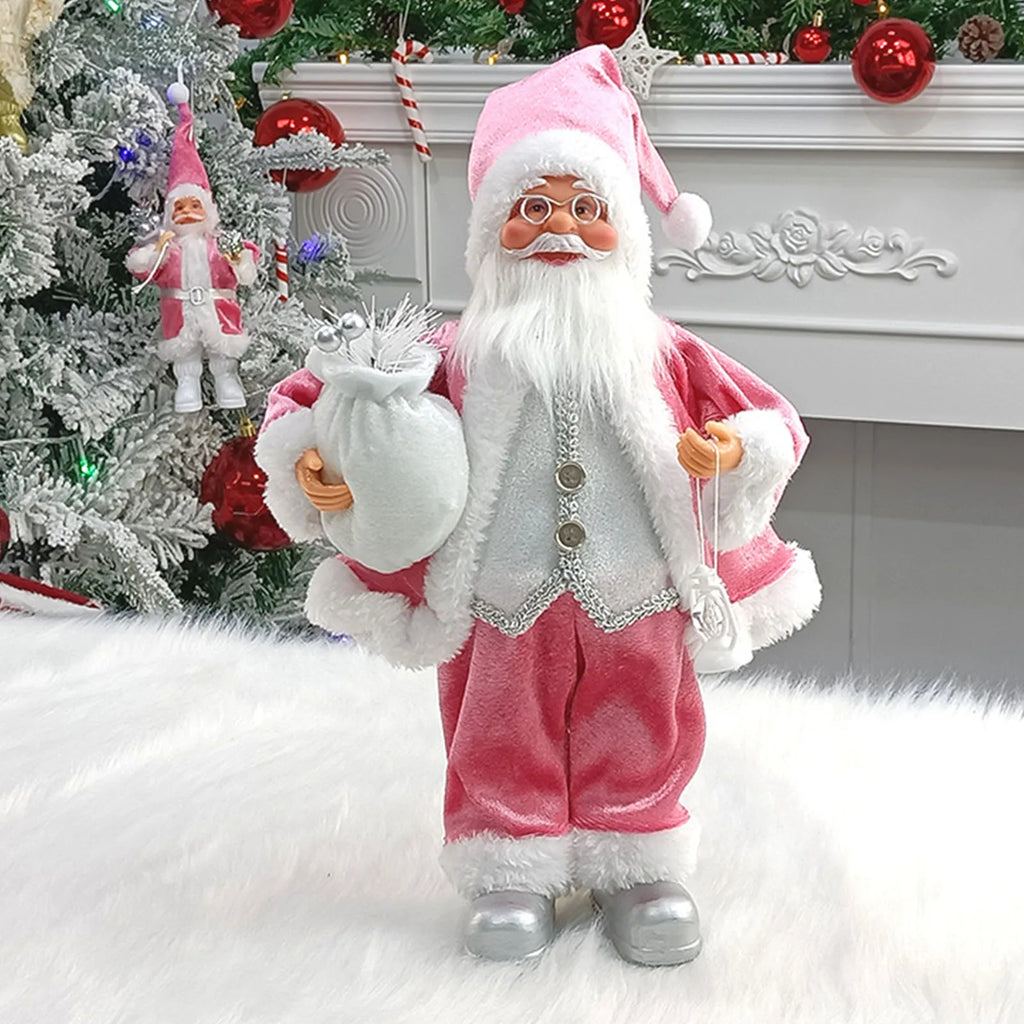 12inch Christmas Santa Claus Figurines Doll - Cute Sitting & Standing Xmas Tree Ornament for Party Table Office Fireplace Home Decor