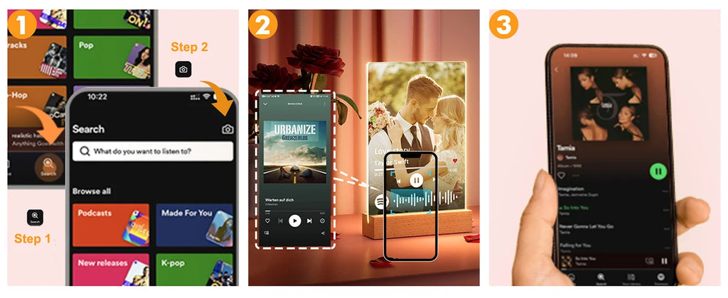 Personalised Acrylic Spotify Music Photo Plaque LED Night Light Custom
