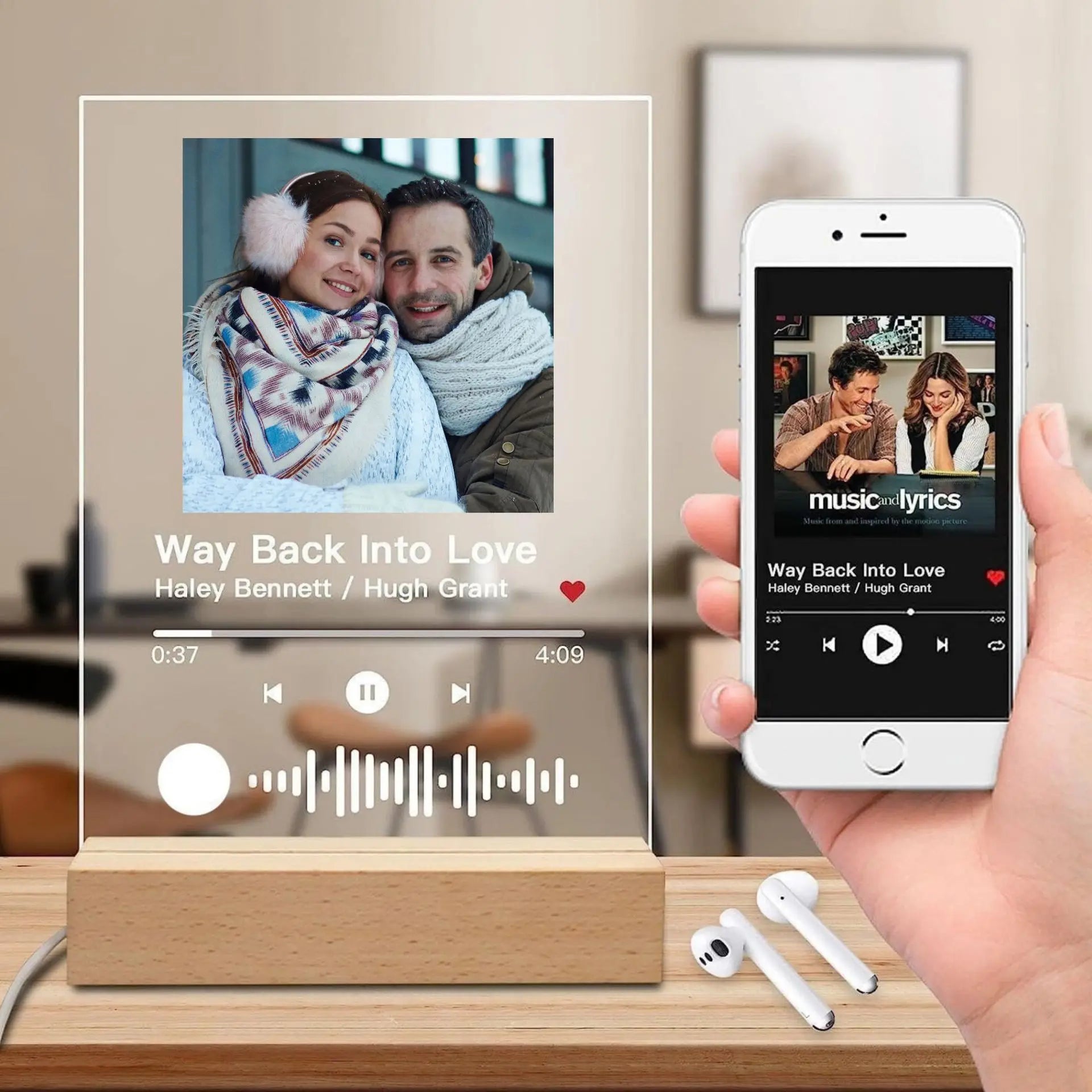 Personalised Acrylic Spotify Music Photo Plaque LED Night Light Custom