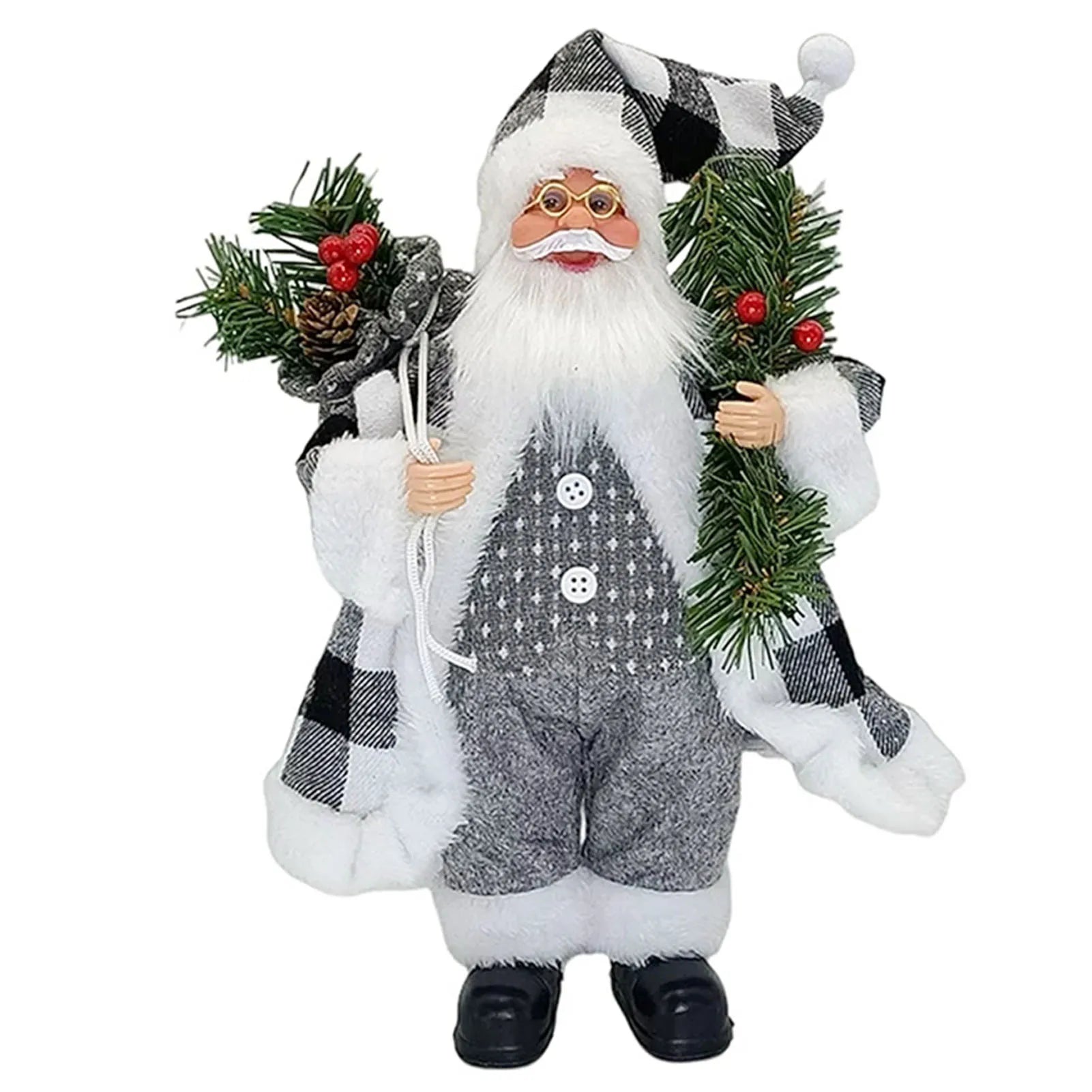 12inch Christmas Santa Claus Figurines Doll - Cute Sitting & Standing Xmas Tree Ornament for Party Table Office Fireplace Home Decor