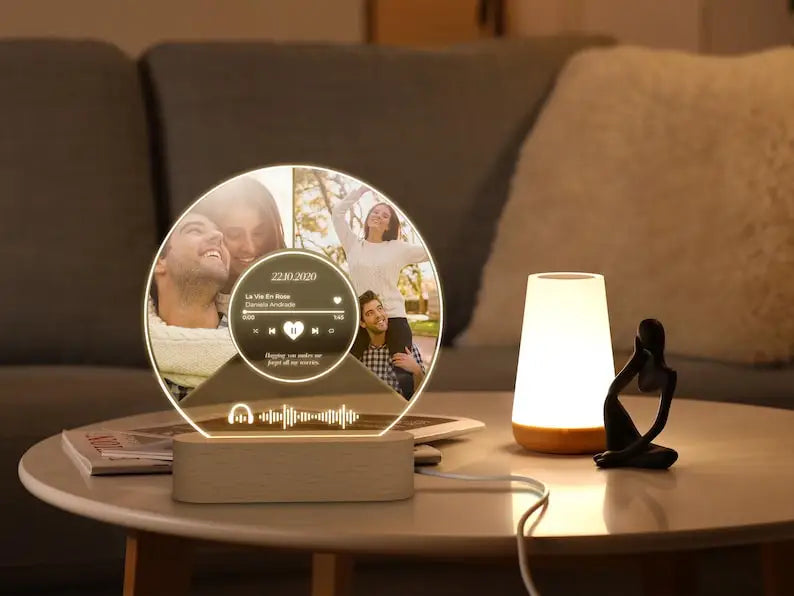 Personalised Acrylic Spotify Music Photo Plaque LED Night Light Custom