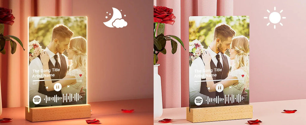 Personalised Acrylic Spotify Music Photo Plaque LED Night Light Custom