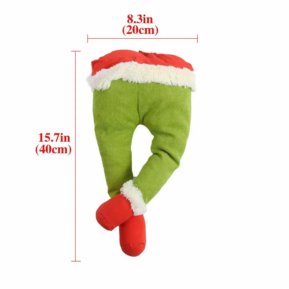 Christmas Elf Leg Plush Toy Green Artificial Santa Claus Leg Xmas Tree Decoration Children's Plaything Home Festive Decor