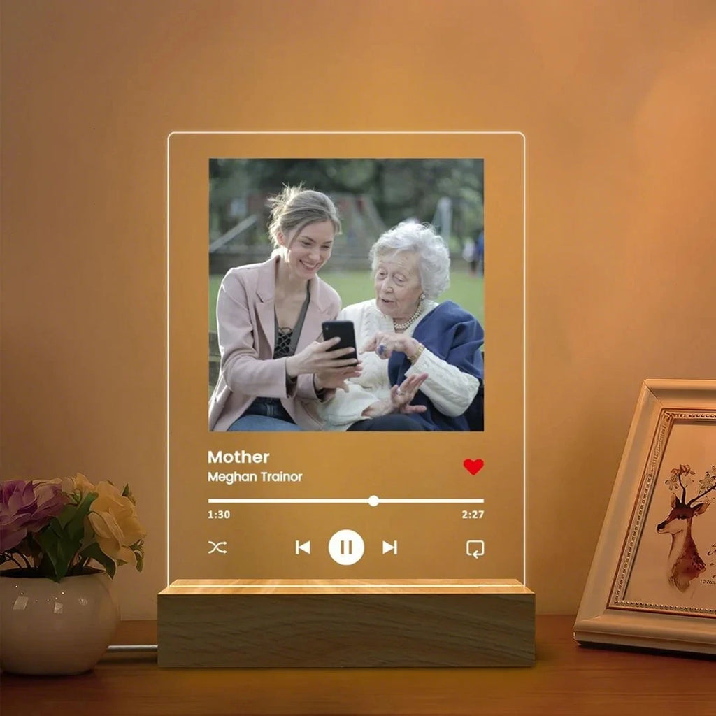 Personalised Acrylic Spotify Music Photo Plaque LED Night Light Custom