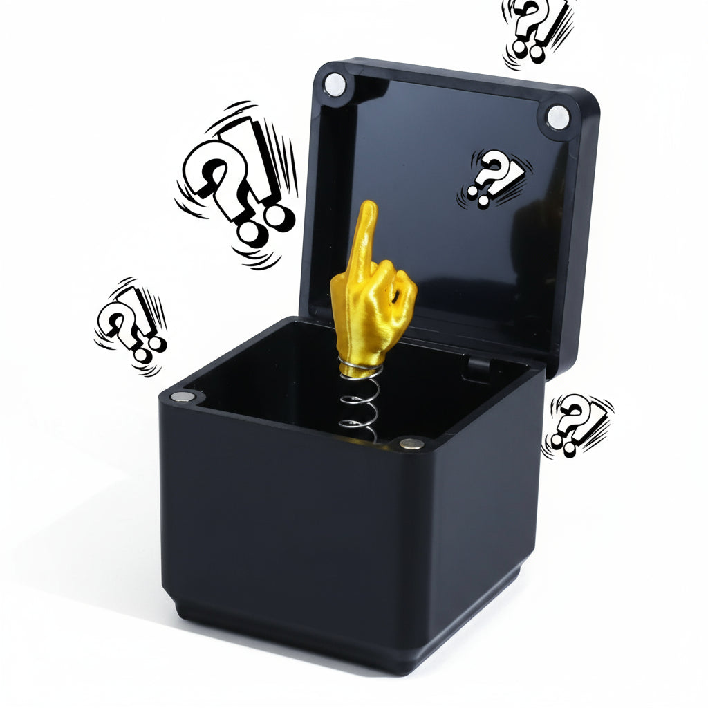 Funny Creative Prank Gift 'Middle Finger in Box' Office Desk Home Decor Plastic Figurine Unique Present