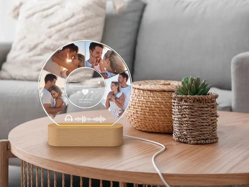 Personalised Acrylic Spotify Music Photo Plaque LED Night Light Custom