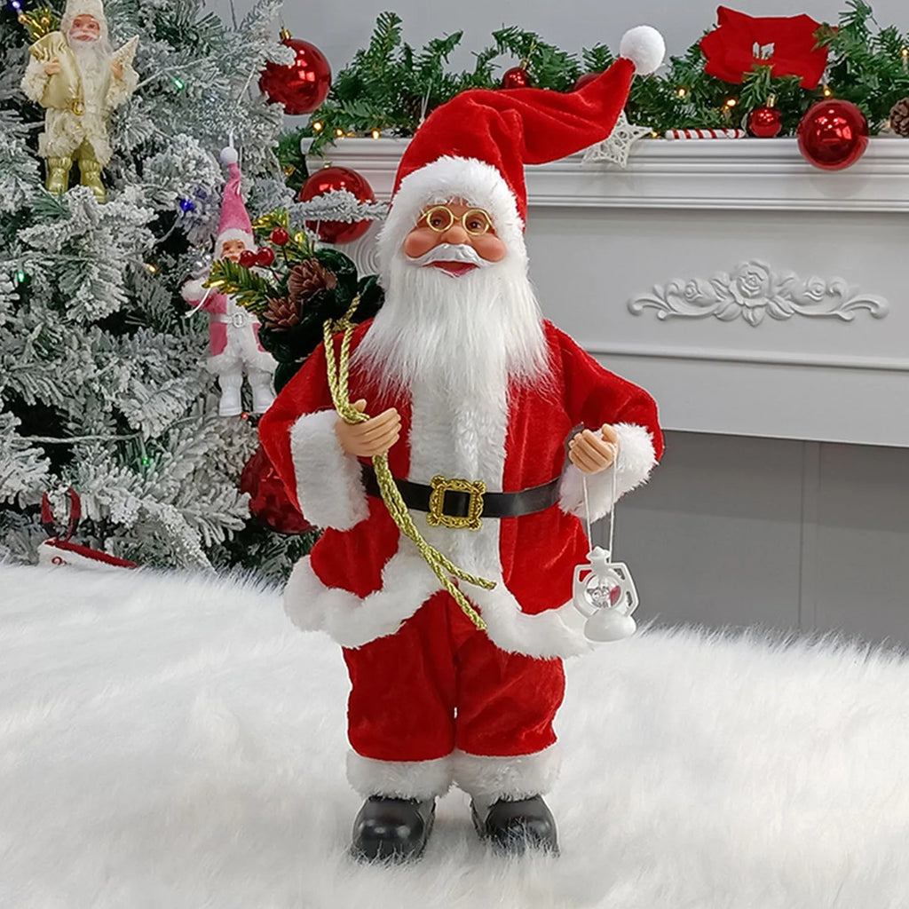 12inch Christmas Santa Claus Figurines Doll - Cute Sitting & Standing Xmas Tree Ornament for Party Table Office Fireplace Home Decor