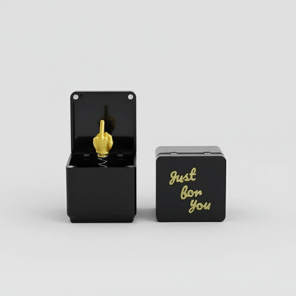 Funny Creative Prank Gift 'Middle Finger in Box' Office Desk Home Decor Plastic Figurine Unique Present