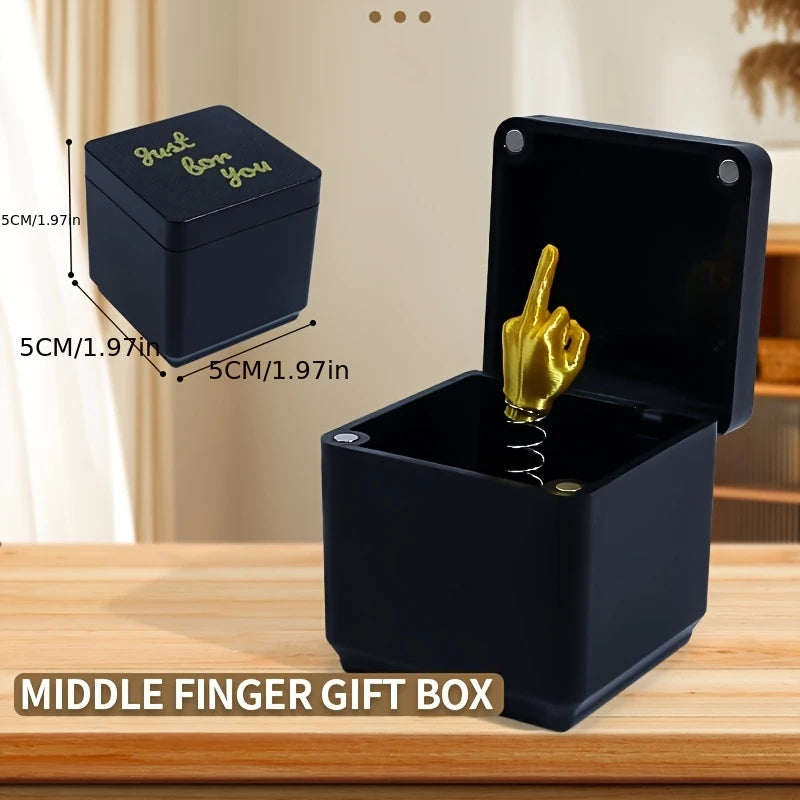 Funny Creative Prank Gift 'Middle Finger in Box' Office Desk Home Decor Plastic Figurine Unique Present